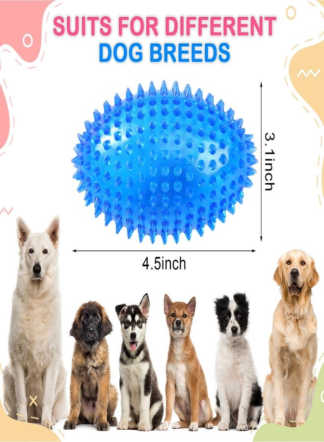 Silipull 4 Pcs Spiky Squeaker Football Dog Toy for Medium Large Dogs Spiky Dog Balls Puppy Chew Toys for Aggressive Chewers Training Fetch (Vivid,4.5 x 3.1 Inch) - Image 2